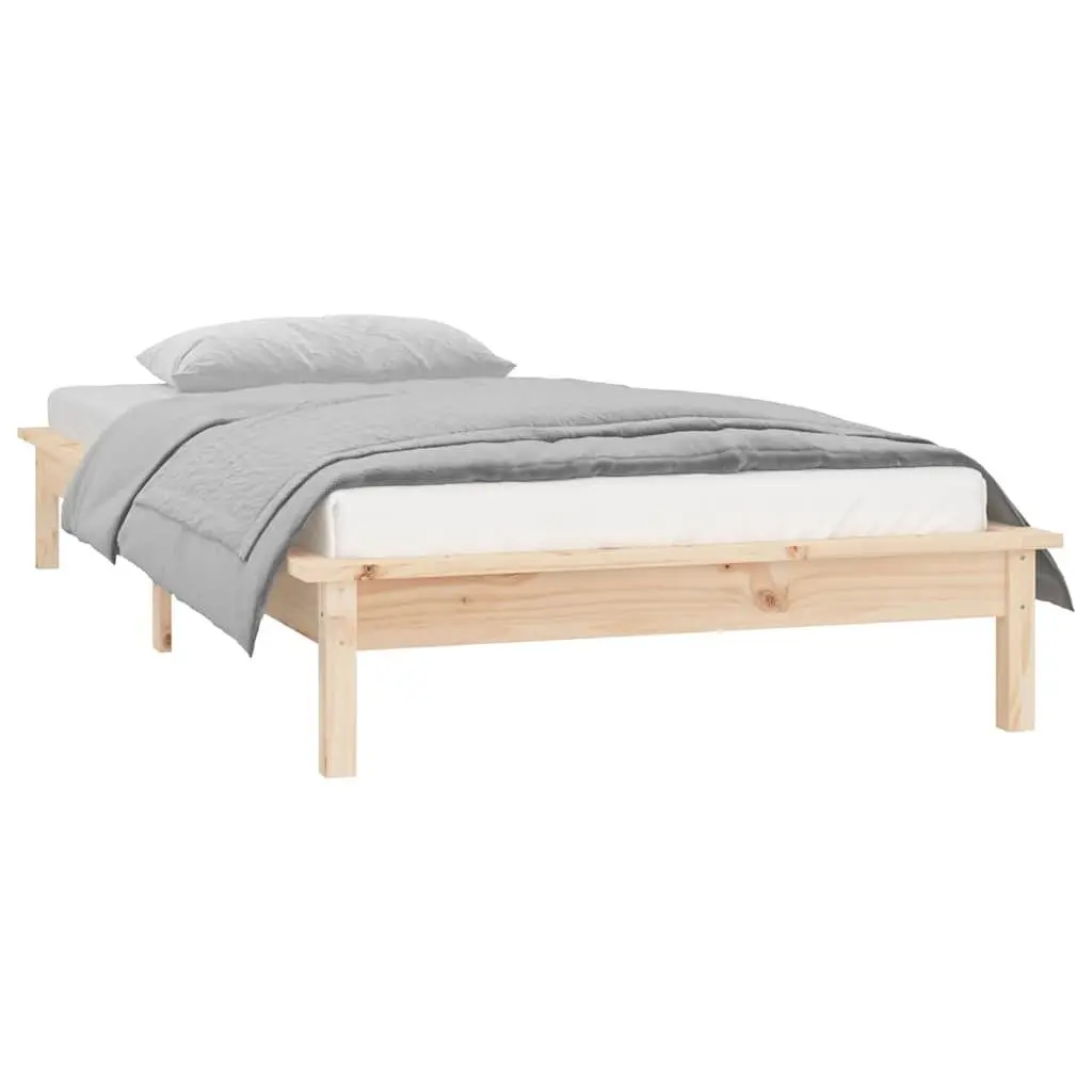 Solid Pine Wood LED Bed Frame 90x190 cm