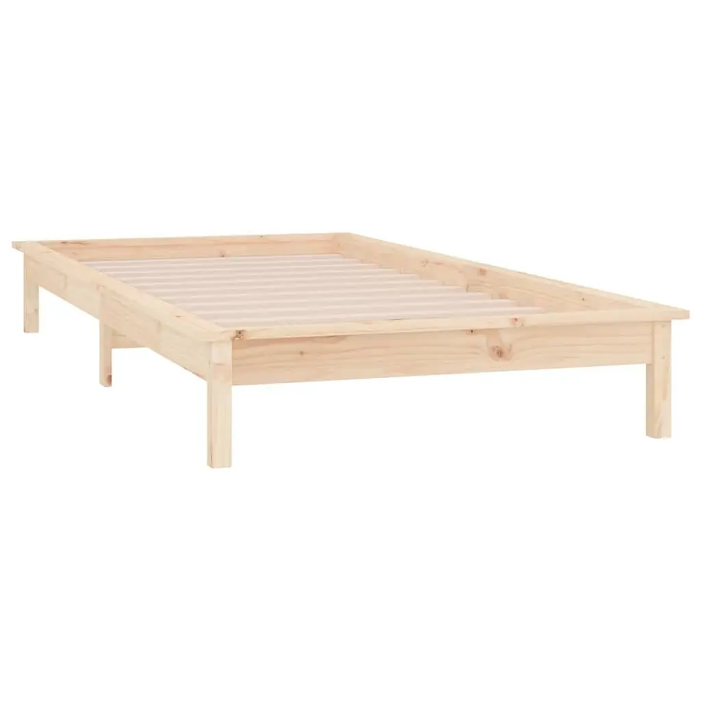 Solid Pine Wood LED Bed Frame 90x190 cm