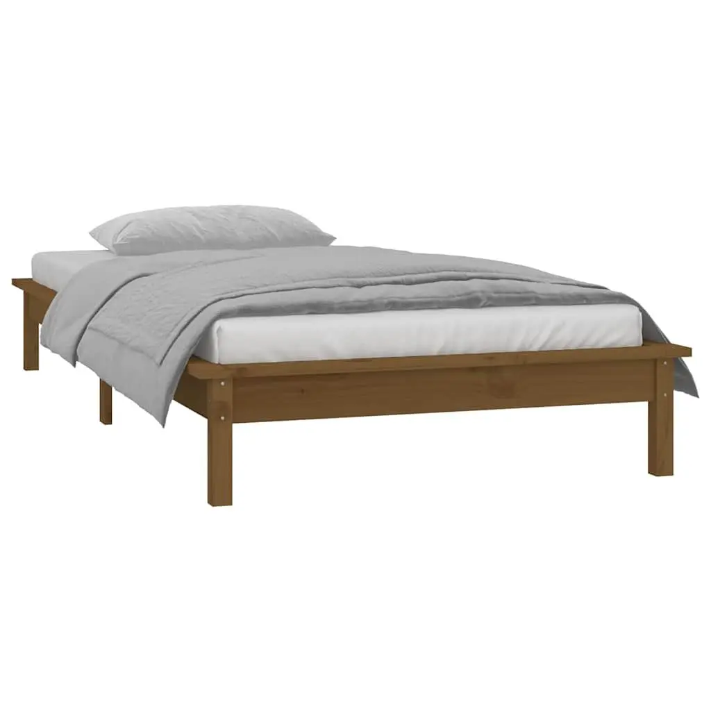 Solid Wood Bed Frame with LED Lights, 90x190 cm