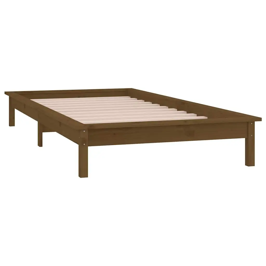 Solid Wood Bed Frame with LED Lights, 90x190 cm