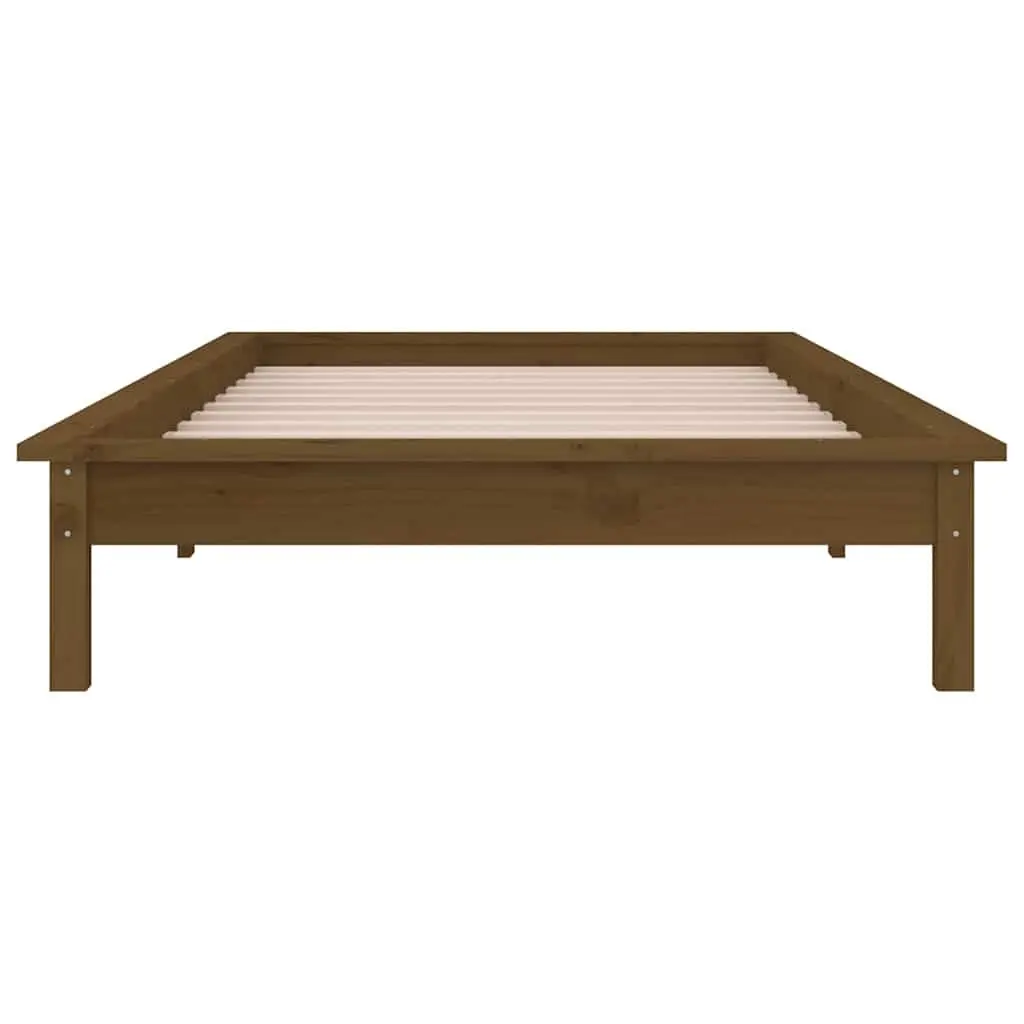 Solid Wood Bed Frame with LED Lights, 90x190 cm