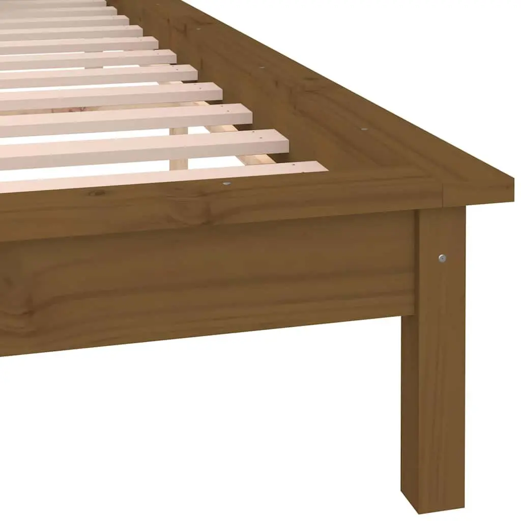 LED Bed Frame Honey Brown 135x190 cm Bedroom Furniture