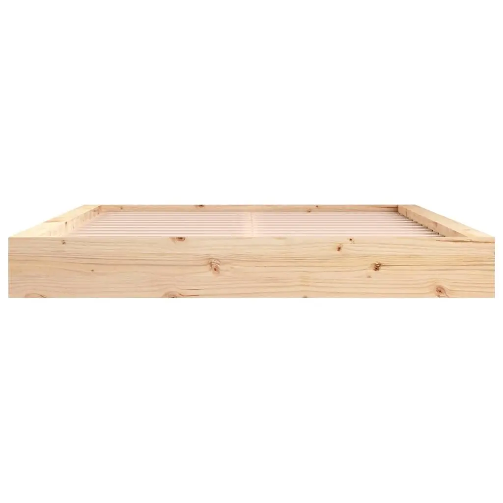 King Bed Frame 183x203cm Solid Pine Wood Slatted Base Brown Bedroom Furniture
