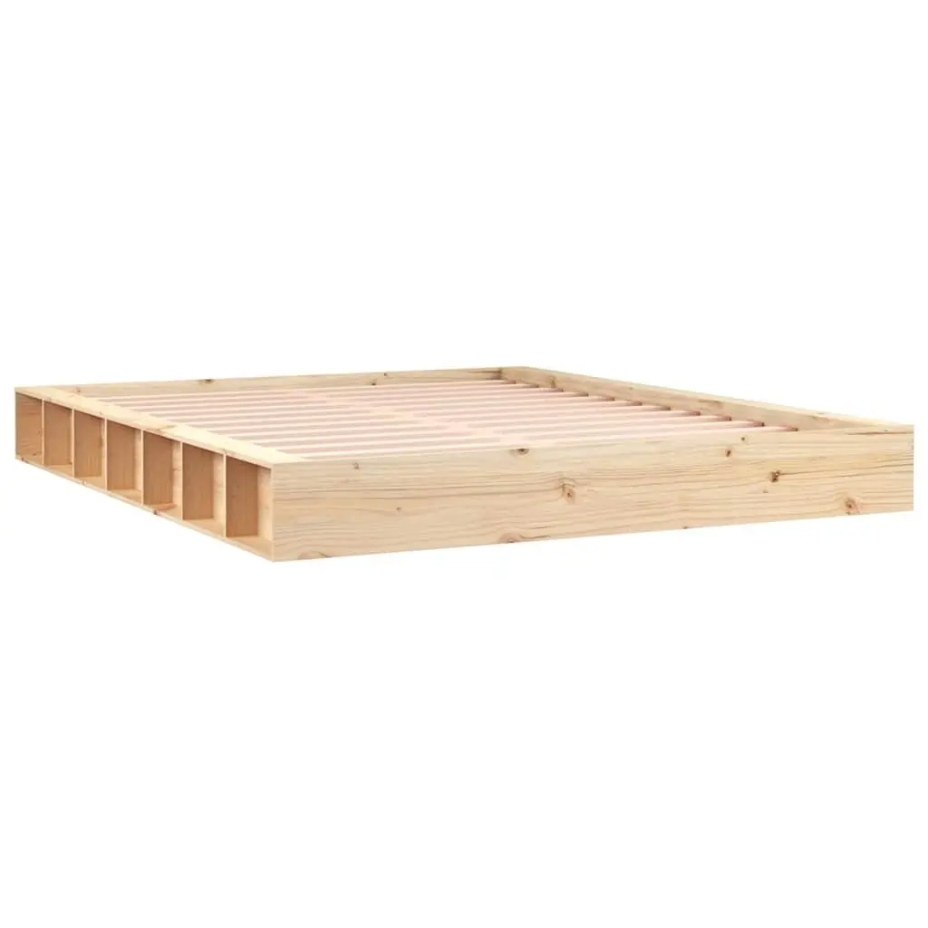 Solid Pine Wood Bed Frame 150x200 cm with Slatted Base