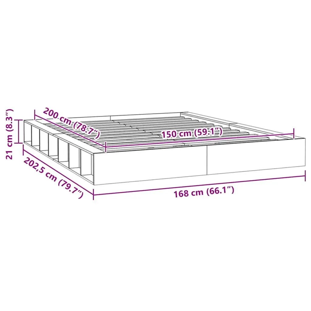 Solid Pine Wood Bed Frame 150x200 cm with Slatted Base