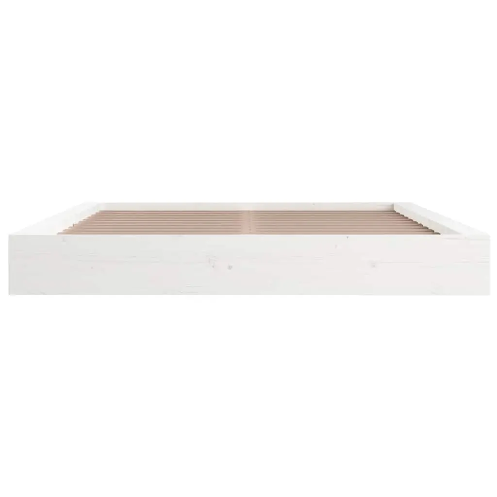 Bed Frame King Size Bedroom 150x200 cm White Solid Pine Wood Slatted Base
