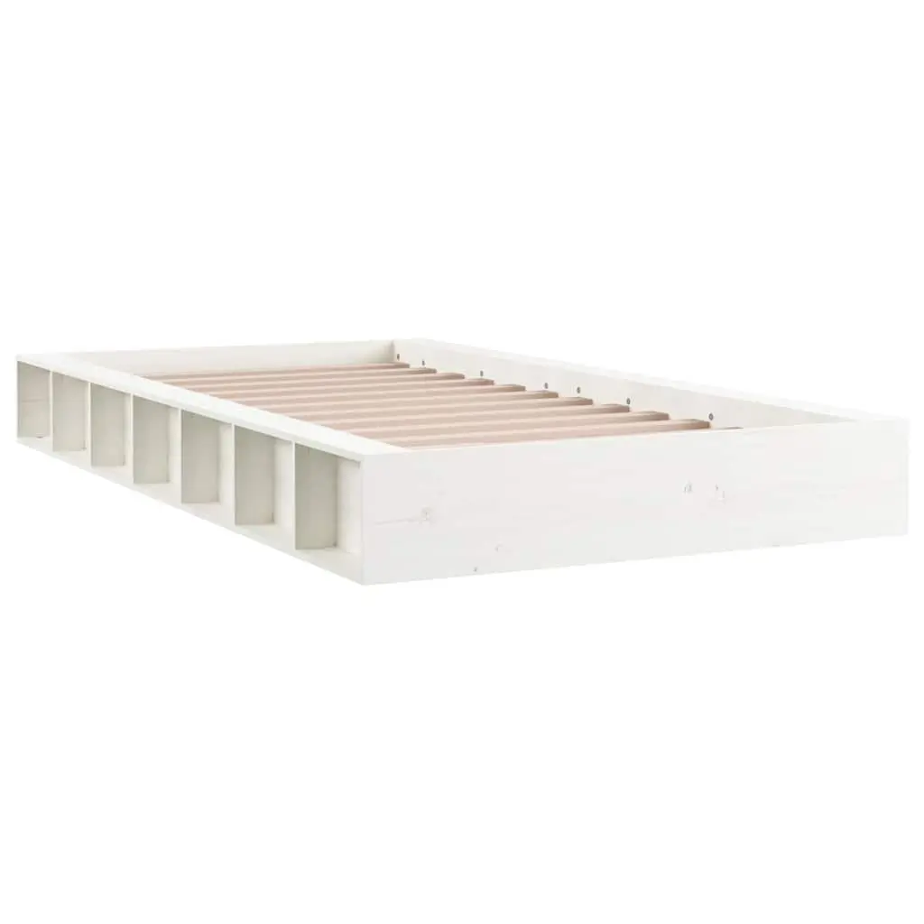 Solid Wood Bed Frame 135x190 cm White