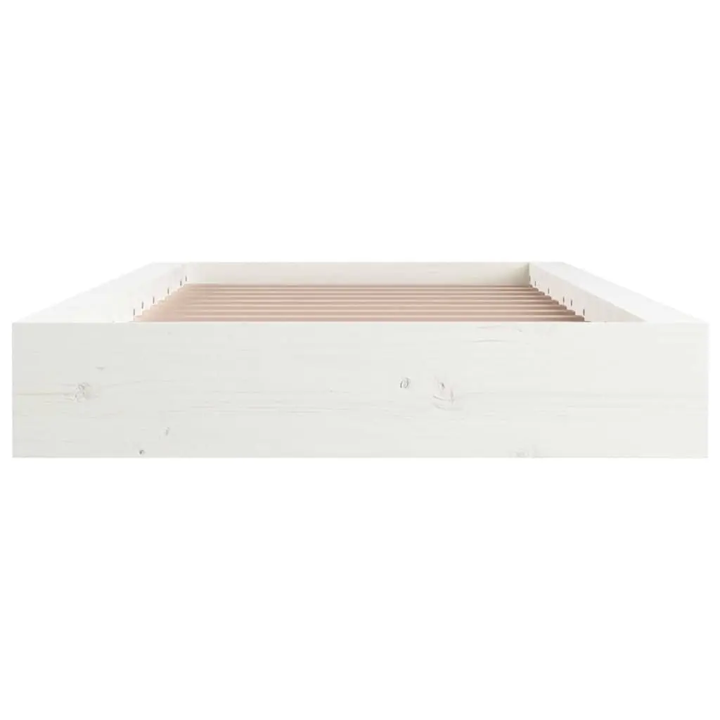 Solid Wood Bed Frame 135x190 cm White