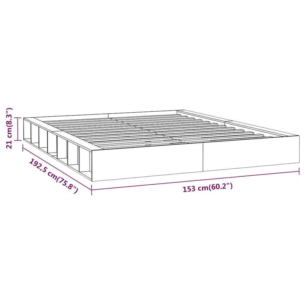 Solid Wood Bed Frame 135x190 cm White