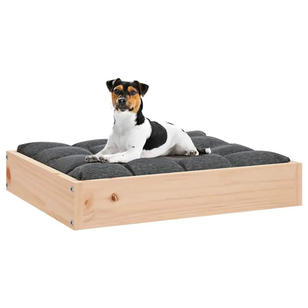 Dog Bed Wooden Frame Rectangular Pet Sleeping Sofa Minimalist Design Brown Pine