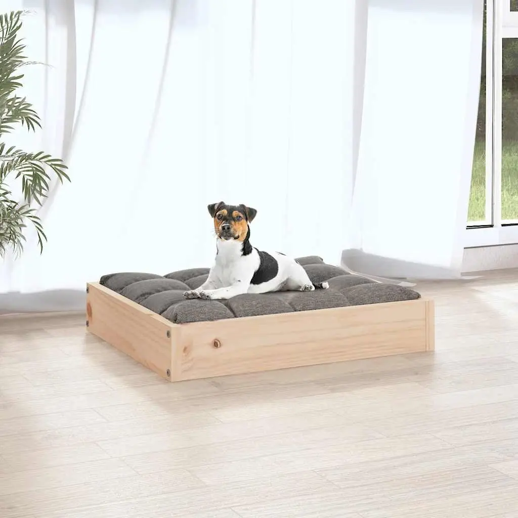 Dog Bed Wooden Frame Rectangular Pet Sleeping Sofa Minimalist Design Brown Pine
