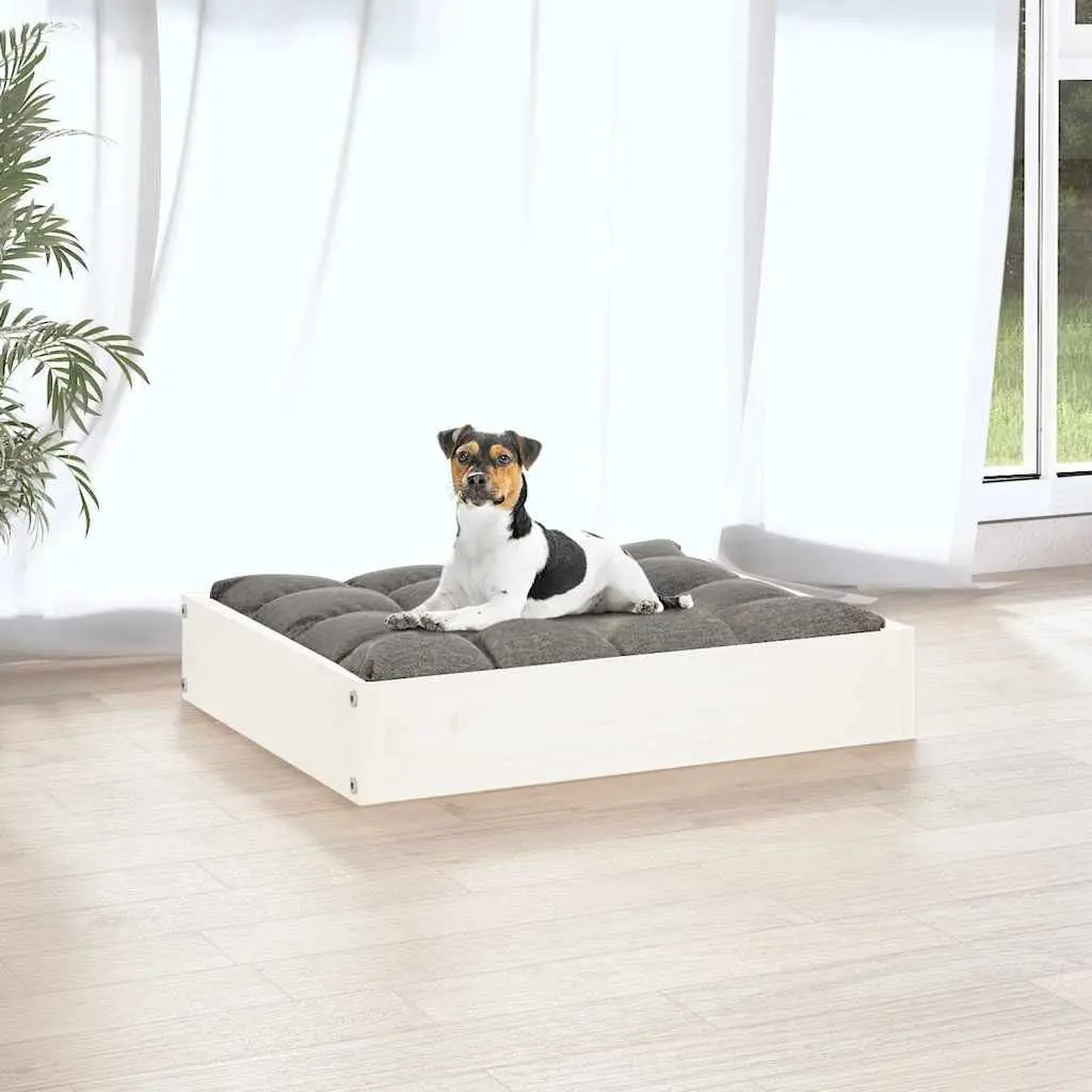 Rectangular White Dog Bed 51.5 x 44 x 9 cm in Solid Pine