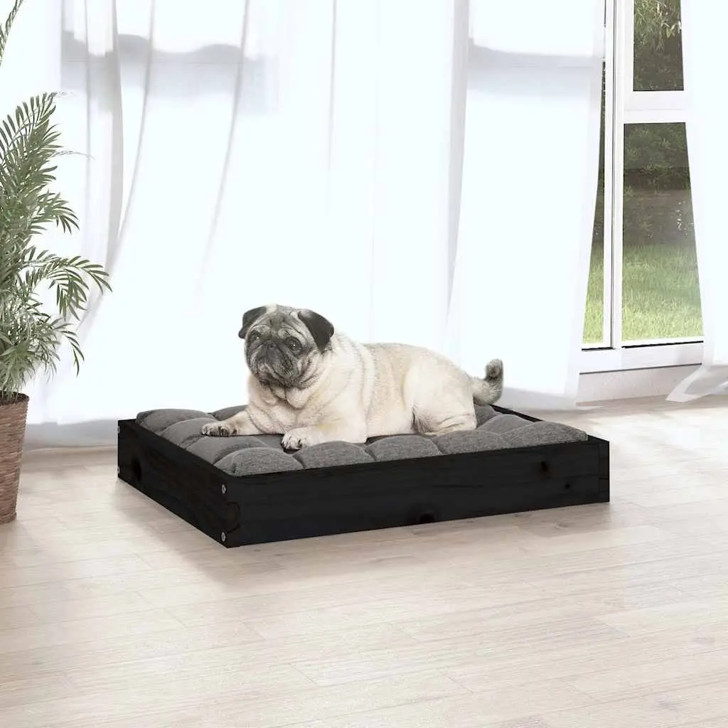 Dog Bed Wooden Frame Black Rectangular Pet Sofa Comfortable Sleeping House