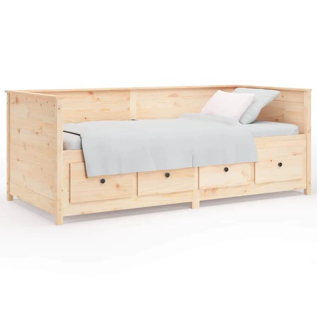 Day Bed 80x200 cm Solid Pine Wood Frame Sofa Bed with Storage Drawers Brown