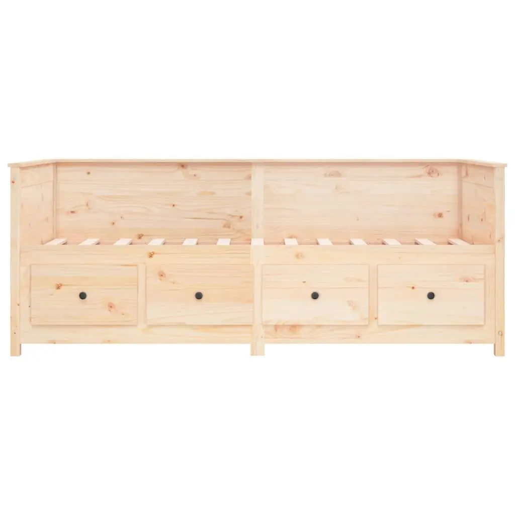 Day Bed 80x200 cm Solid Pine Wood Frame Sofa Bed with Storage Drawers Brown