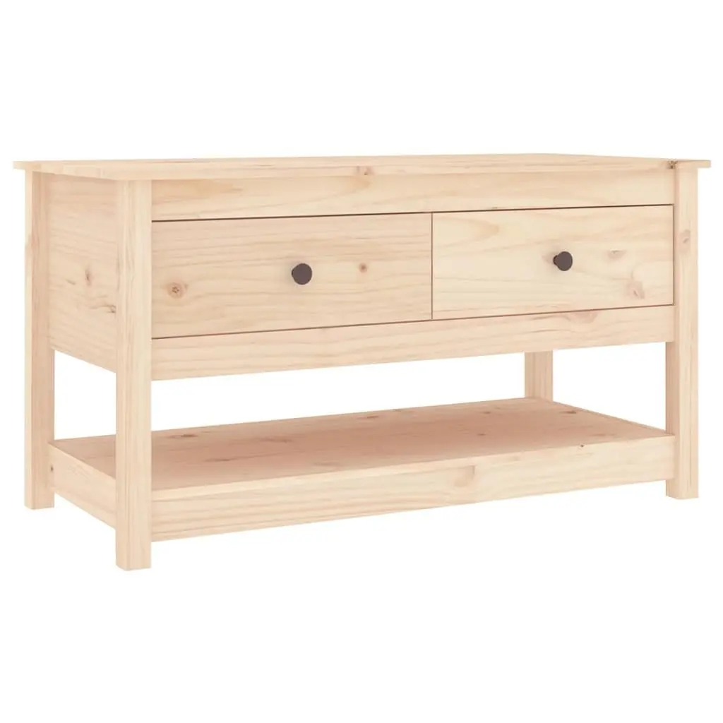 Coffee Table Brown Solid Pine Wood with Storage Drawers Open Shelf 102x49x55cm