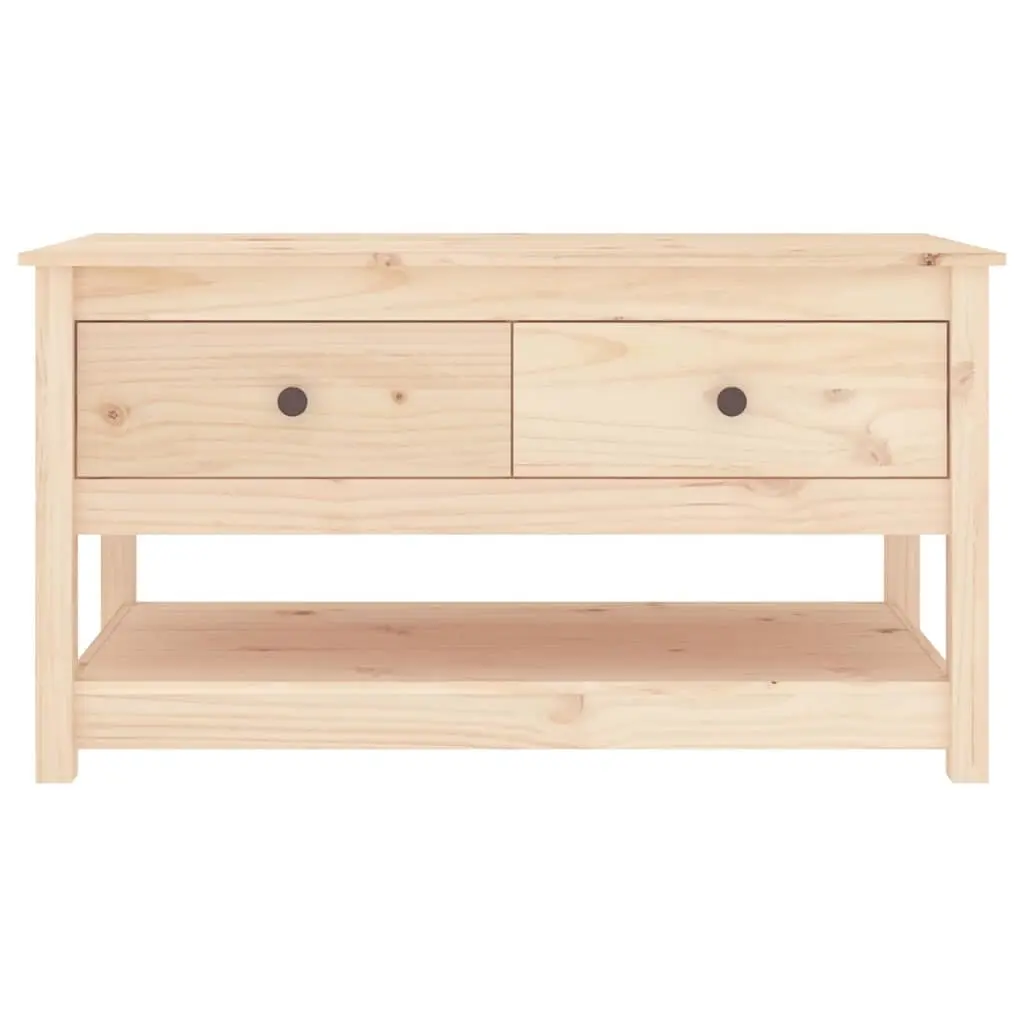 Coffee Table Brown Solid Pine Wood with Storage Drawers Open Shelf 102x49x55cm