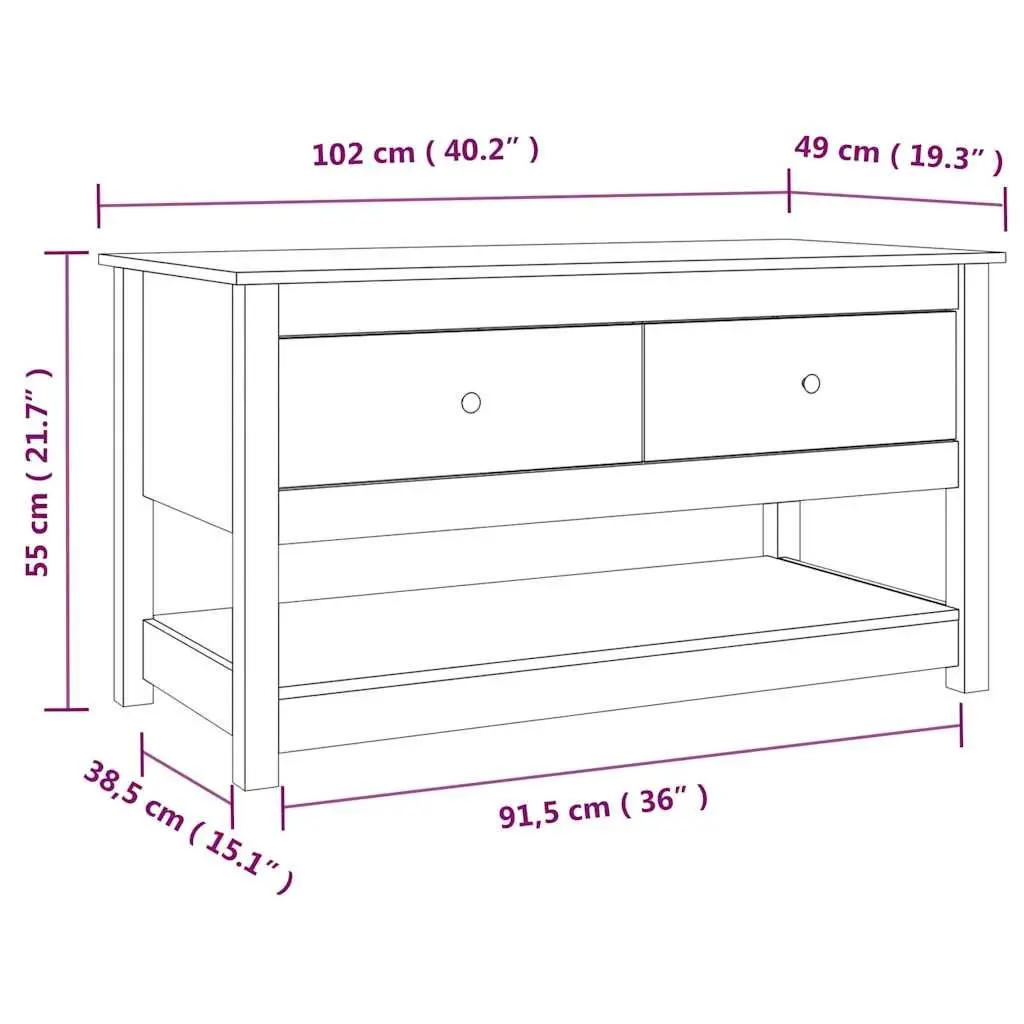 Coffee Table Brown Solid Pine Wood with Storage Drawers Open Shelf 102x49x55cm