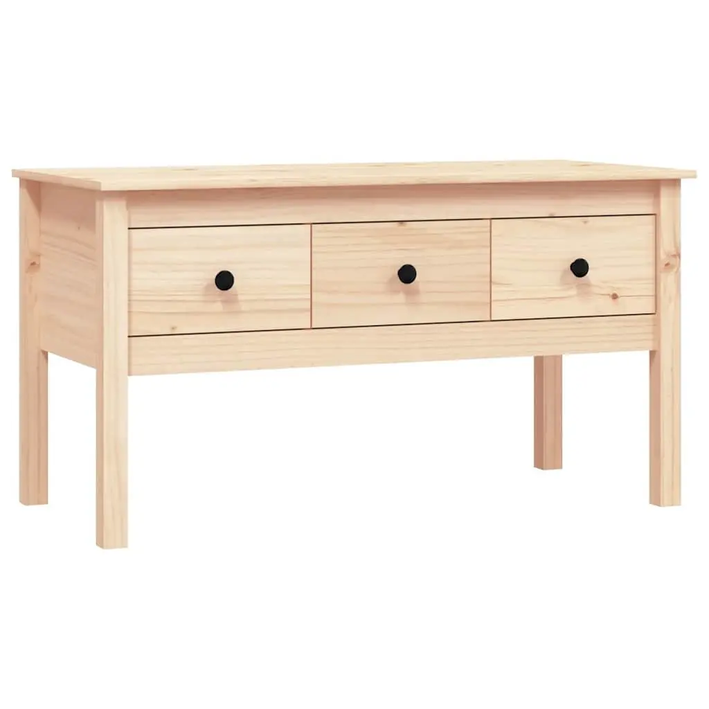 Solid Wood Pine Coffee Table 102x49x55cm Brown Storage Drawers Accent Furniture