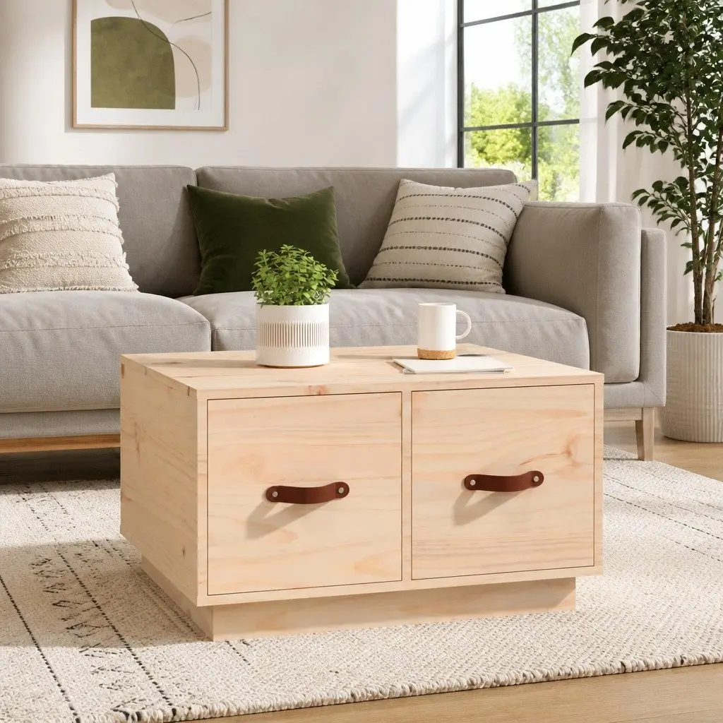 Coffee Table Living Room 60x53x35 cm Brown Solid Pine Wood