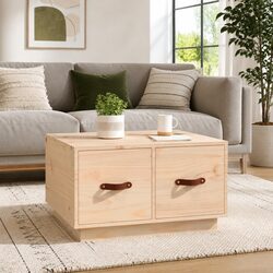 Coffee Table Dimensions 60W x 53D x 35H cm, Brown Pine Wood