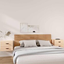 Brown Wall-mounted Bedside Cabinets - Specs Included