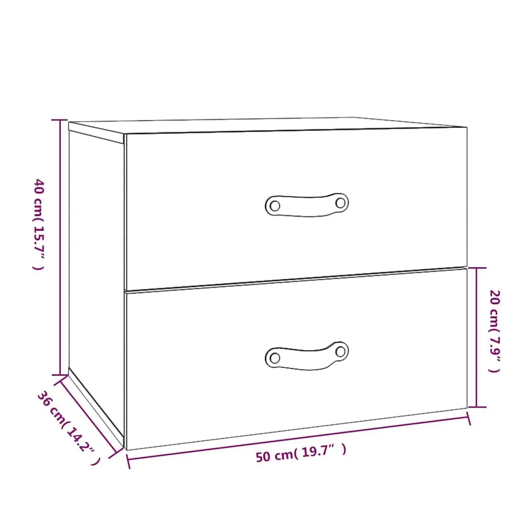 Wall-mounted Bedside Cabinets 2 pcs Brown Storage Cabinet Floating Bedroom
