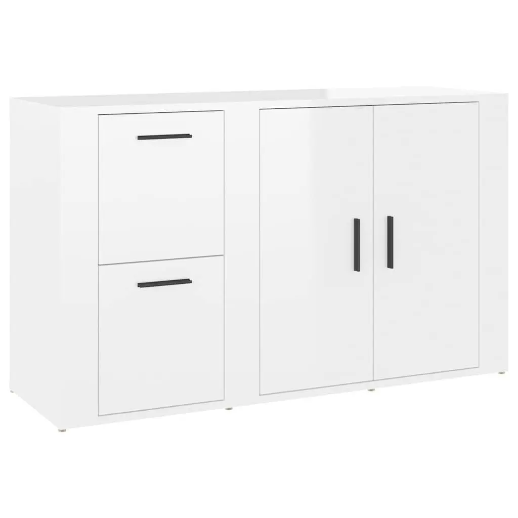 Sideboard High Gloss White Storage Cabinet Engineered Wood 100 x 33 x 59.5 cm