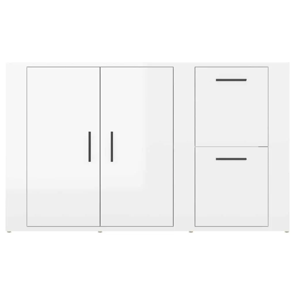 Sideboard High Gloss White Storage Cabinet Engineered Wood 100 x 33 x 59.5 cm