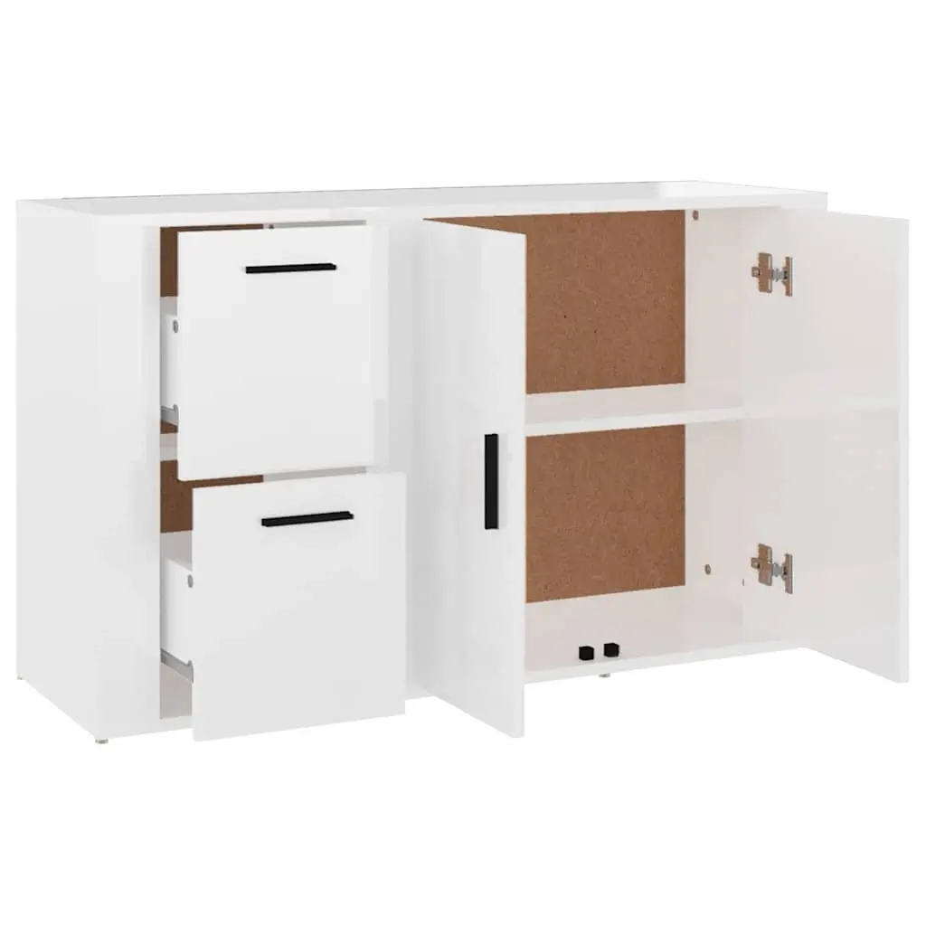 Sideboard High Gloss White Storage Cabinet Engineered Wood 100 x 33 x 59.5 cm
