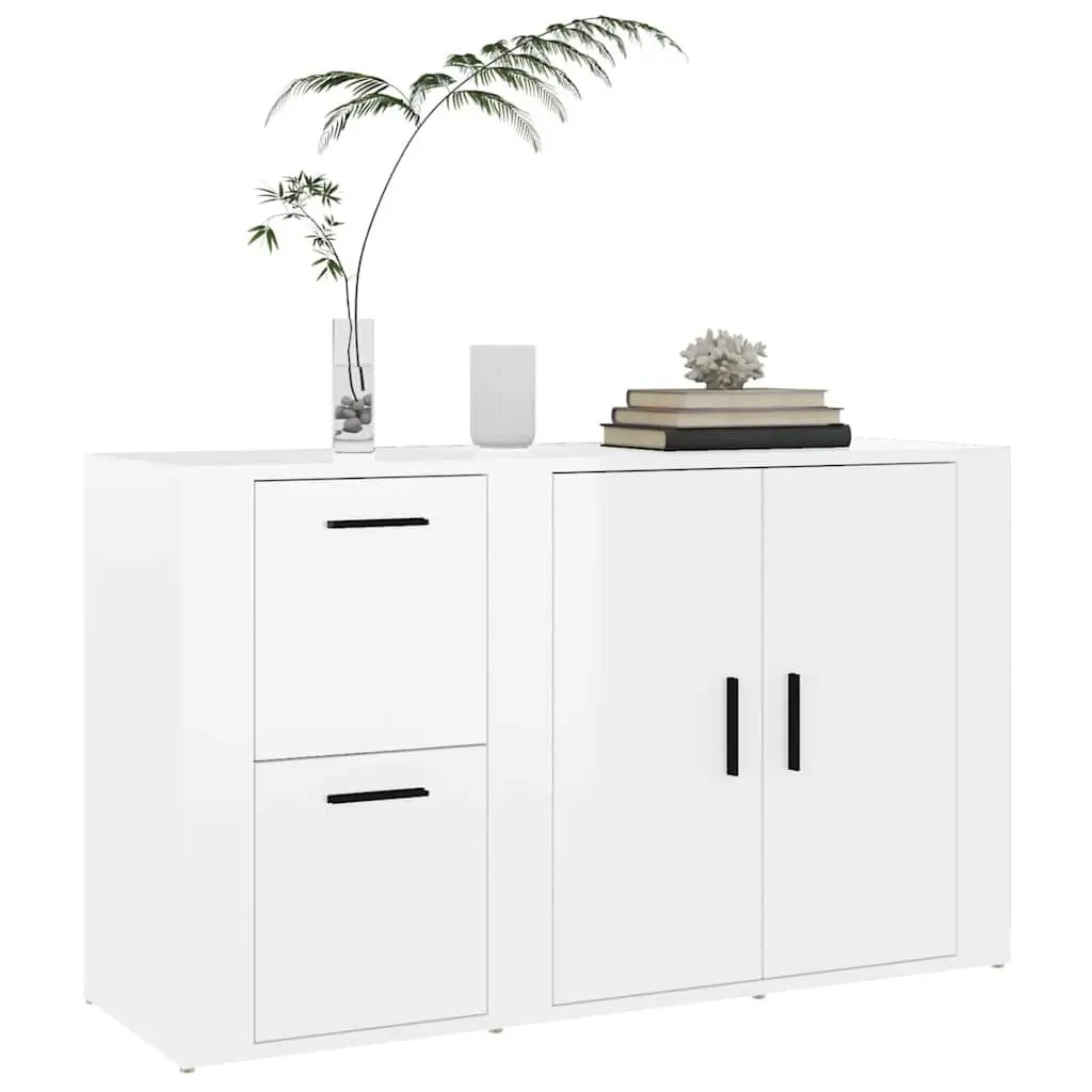 Sideboard High Gloss White Storage Cabinet Engineered Wood 100 x 33 x 59.5 cm