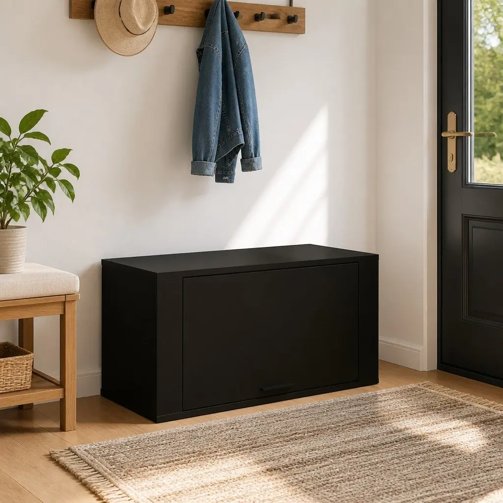Wall-mounted Shoe Cabinet Black 70x35x38 cm Engineered Wood