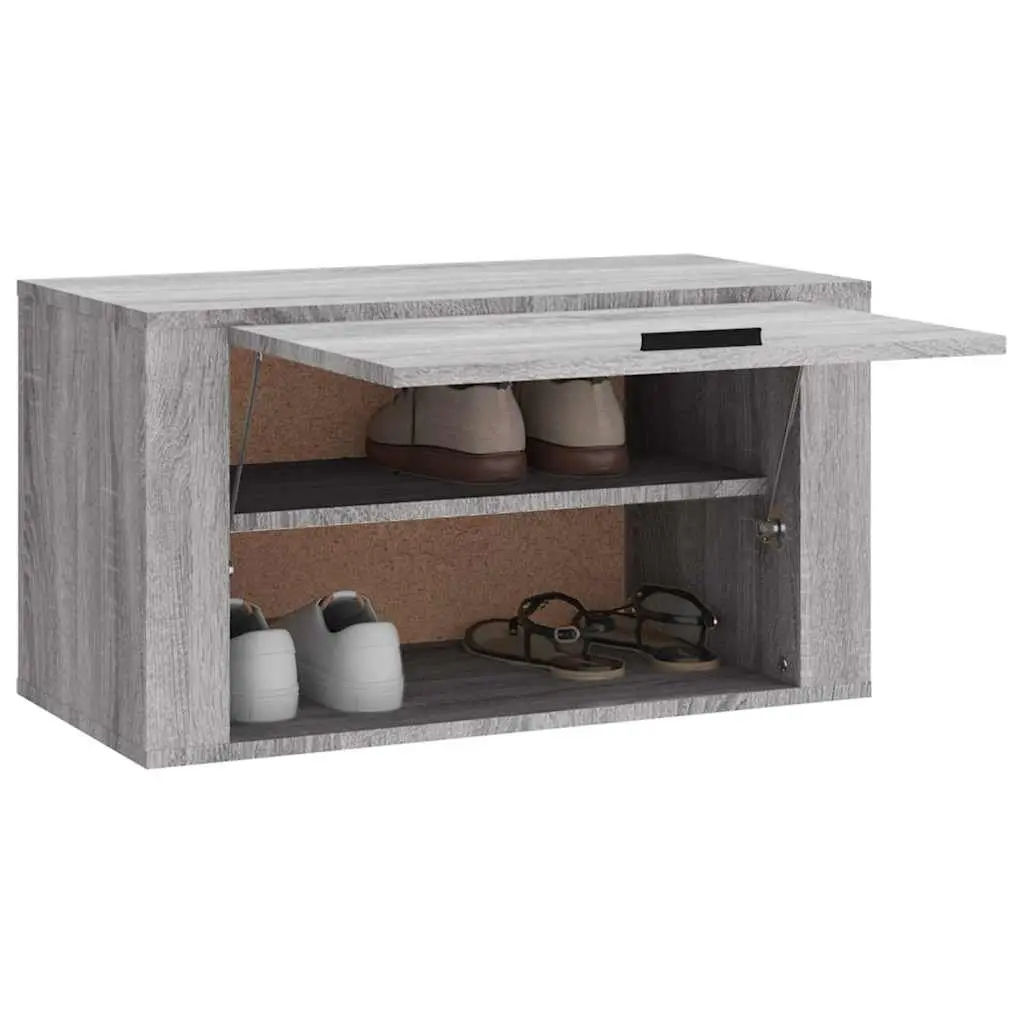 Wall-mounted Shoe Cabinet Grey 70W x 35D x 38H cm Storage Organiser Rack