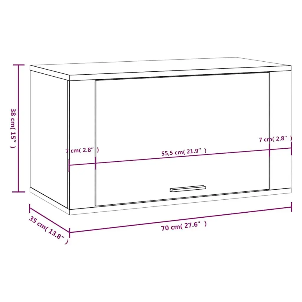 Wall-mounted Shoe Cabinet Grey 70W x 35D x 38H cm Storage Organiser Rack