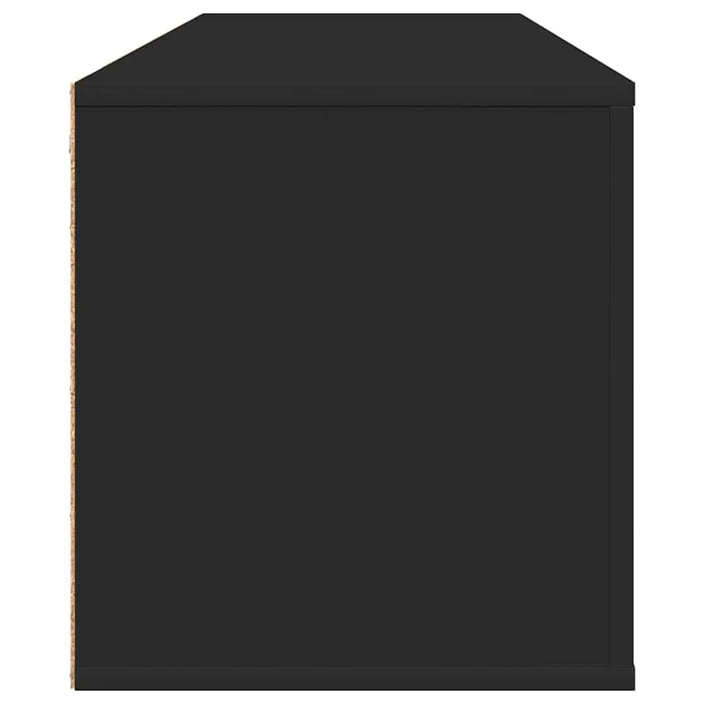Wall Shoe Cabinet Black Engineered Wood Storage Organiser Drop-Down Door