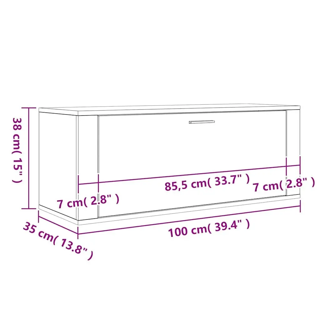 Wall Shoe Cabinet Black Engineered Wood Storage Organiser Drop-Down Door