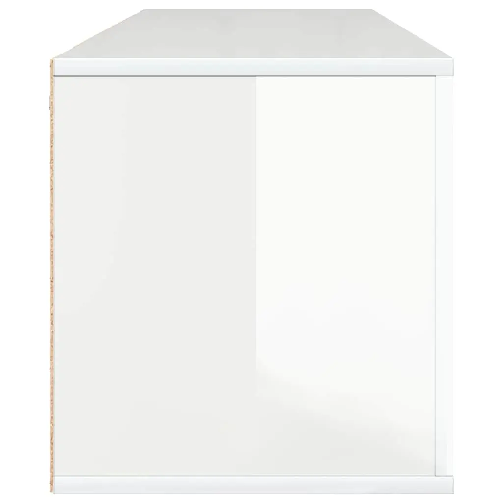Wall Mounted Shoe Cabinet White High Gloss Storage Organiser 100x35x38 cm