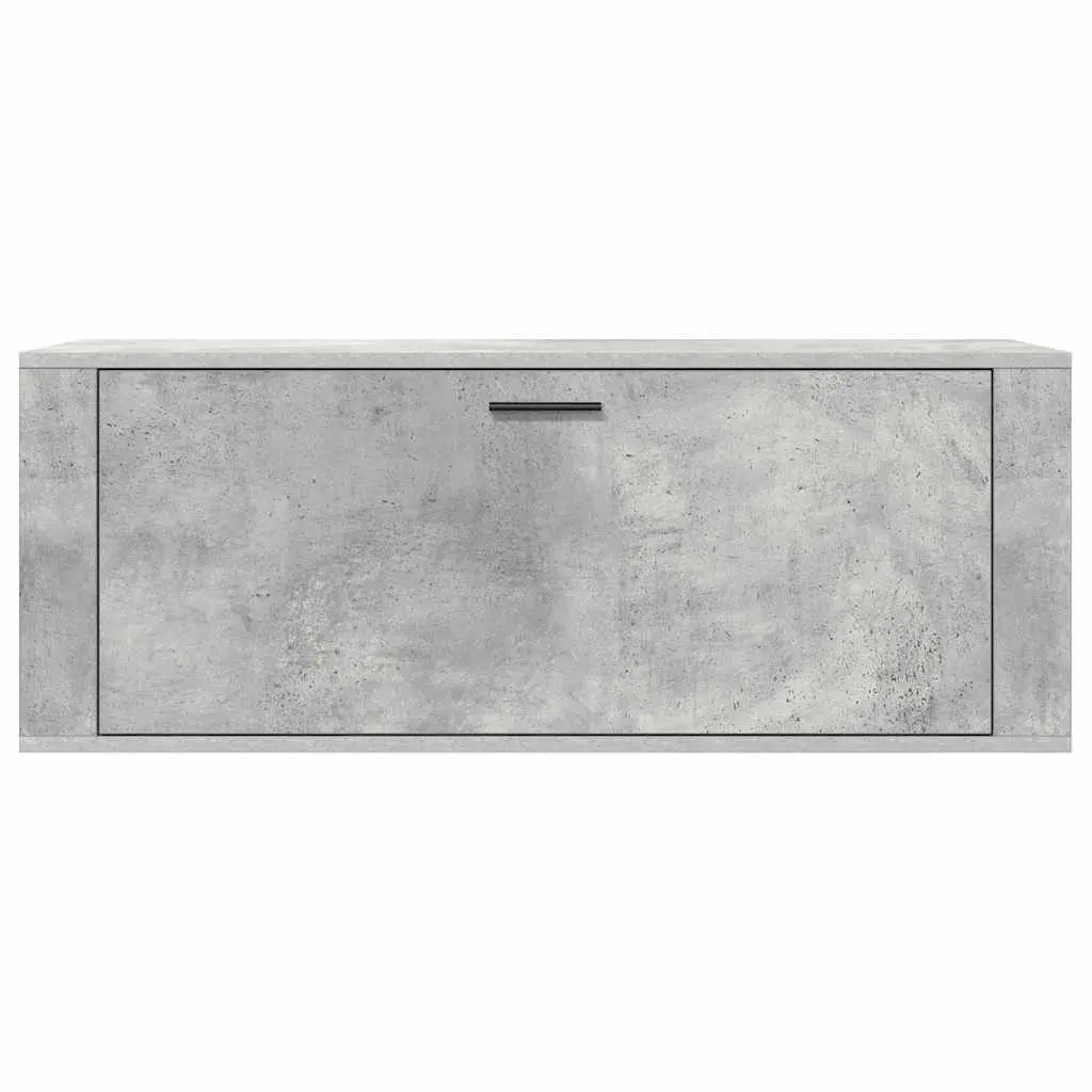 Shoe Cabinet Grey Compact Wall-Mounted Engineered Wood Storage with Drop-Down Door
