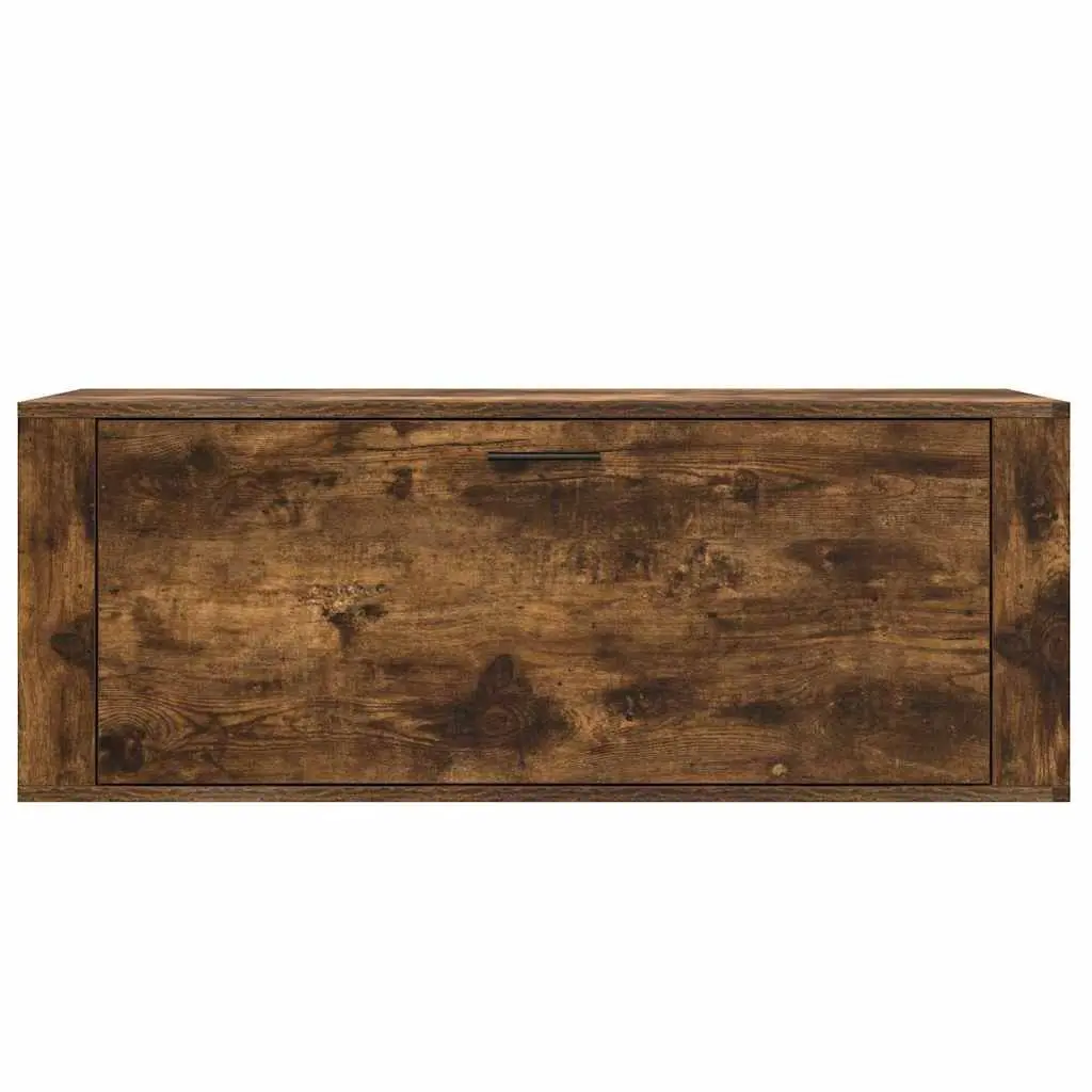 Wall Mounted Shoe Cabinet Storage Organiser 2 Compartments Brown Engineered Wood 100W x 35D x 38H cm