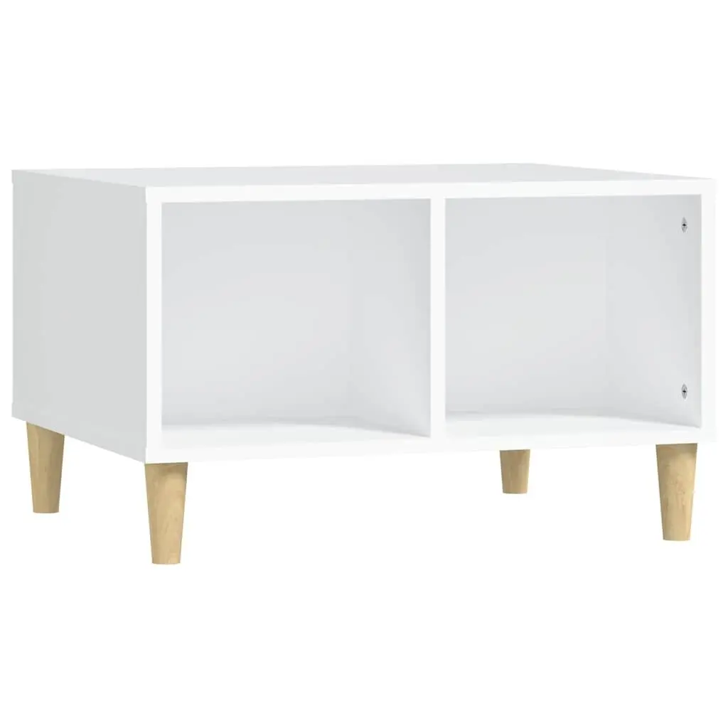 Coffee Table White 60x50x36.5 cm with 4 Open Storage Compartments Accent Side
