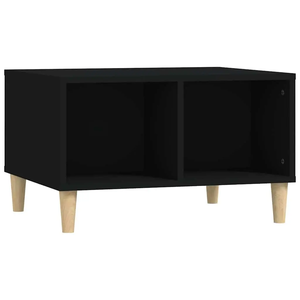 Coffee Table Black Scandinavian Style Storage Open Compartments Engineered Wood