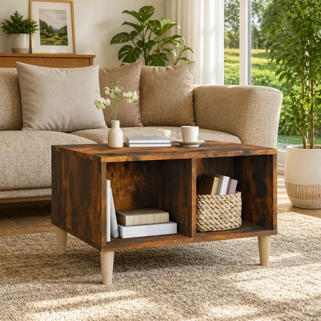 Coffee Table for Living Room 60 x 50 x 36.5 cm Smoked Oak Scandinavian Style