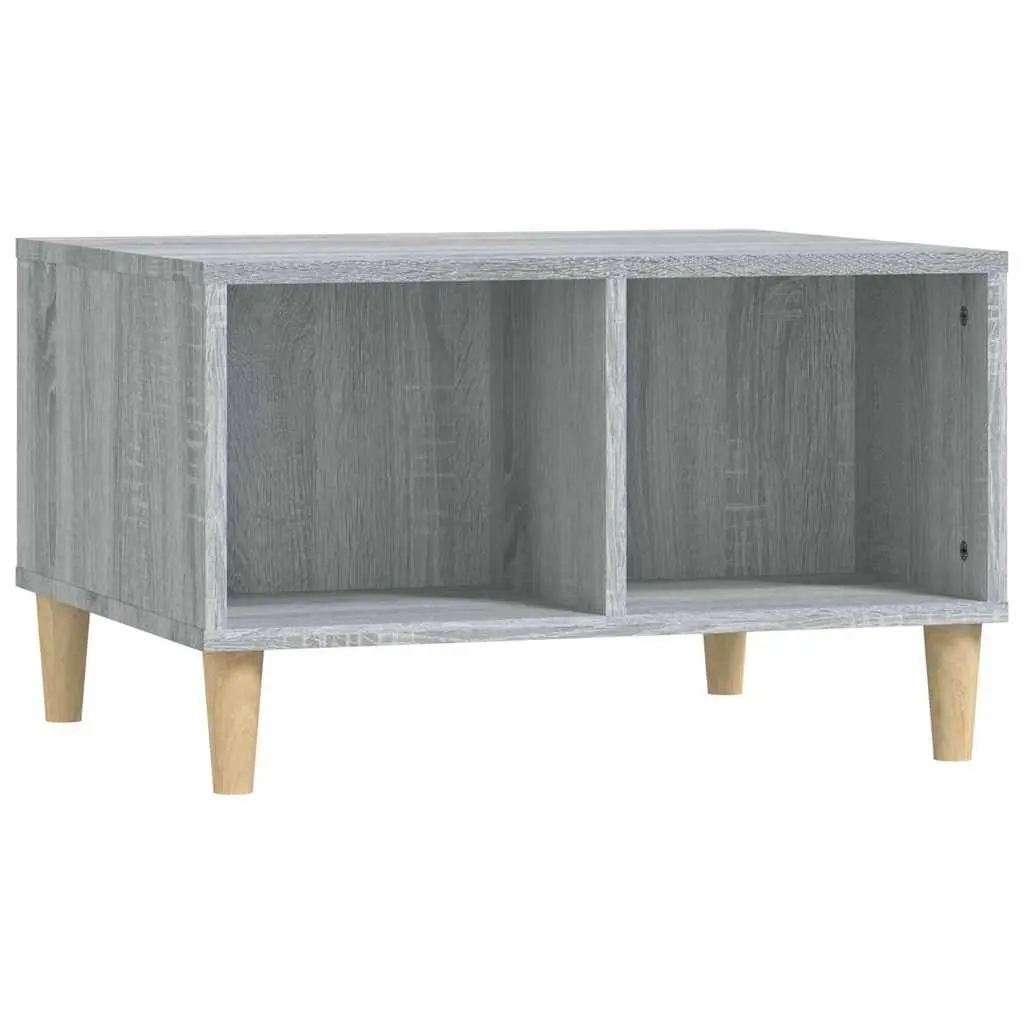 Grey Coffee Table for Living Room with Storage Compartments and Open Shelving 60 x 50 x 36.5 cm
