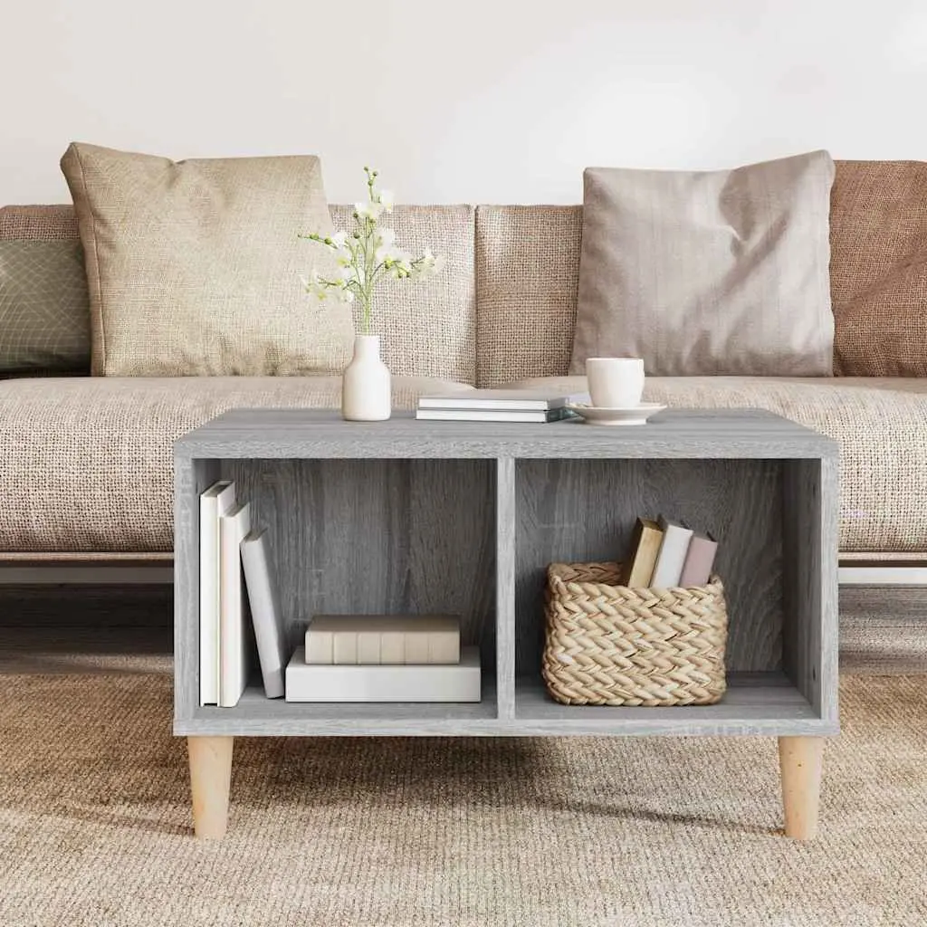 Grey Coffee Table for Living Room with Storage Compartments and Open Shelving 60 x 50 x 36.5 cm