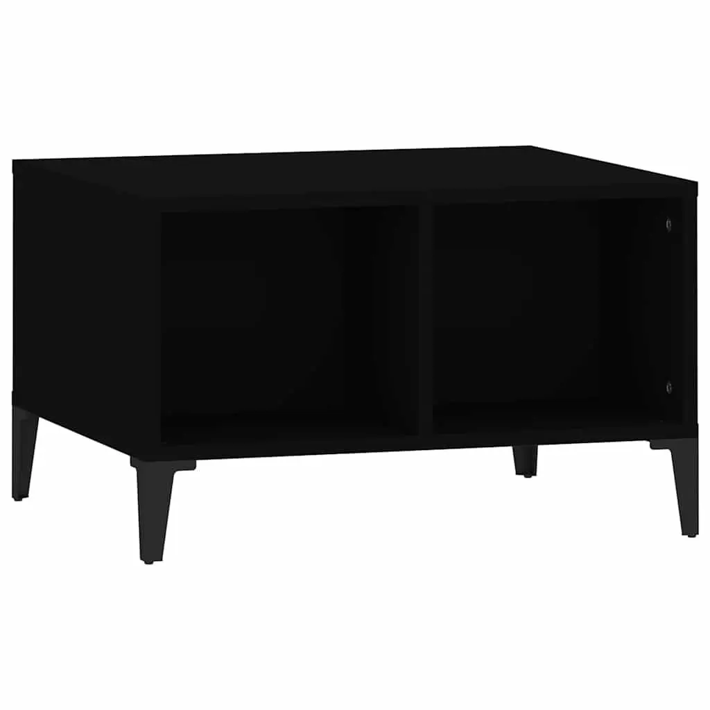 Coffee Table for Living Room Black 60x50x36.5 cm with Open Storage Compartments Industrial
