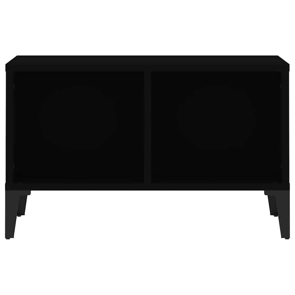 Coffee Table for Living Room Black 60x50x36.5 cm with Open Storage Compartments Industrial