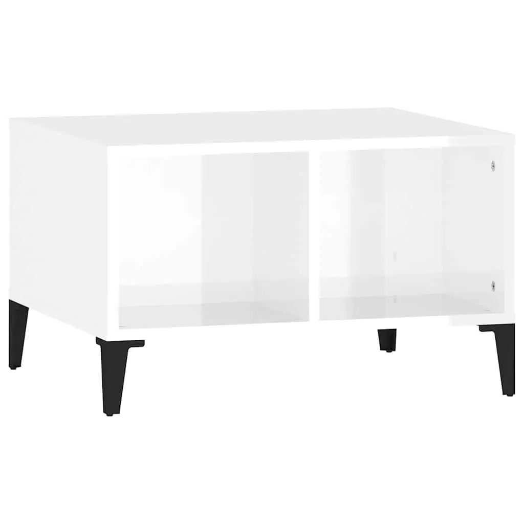 White Coffee Table with Metal Feet