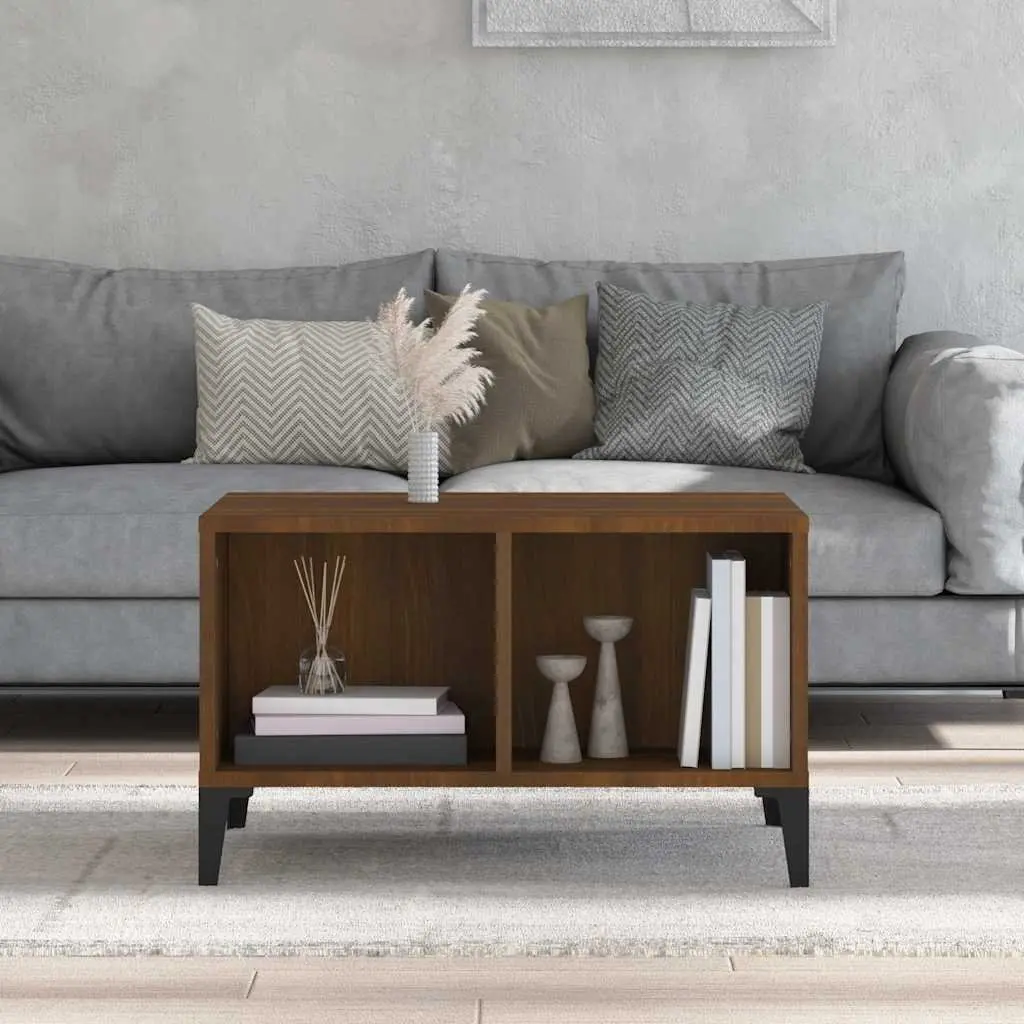 Coffee Table Brown Oak 60x50x36.5cm Engineered Wood with Open Storage