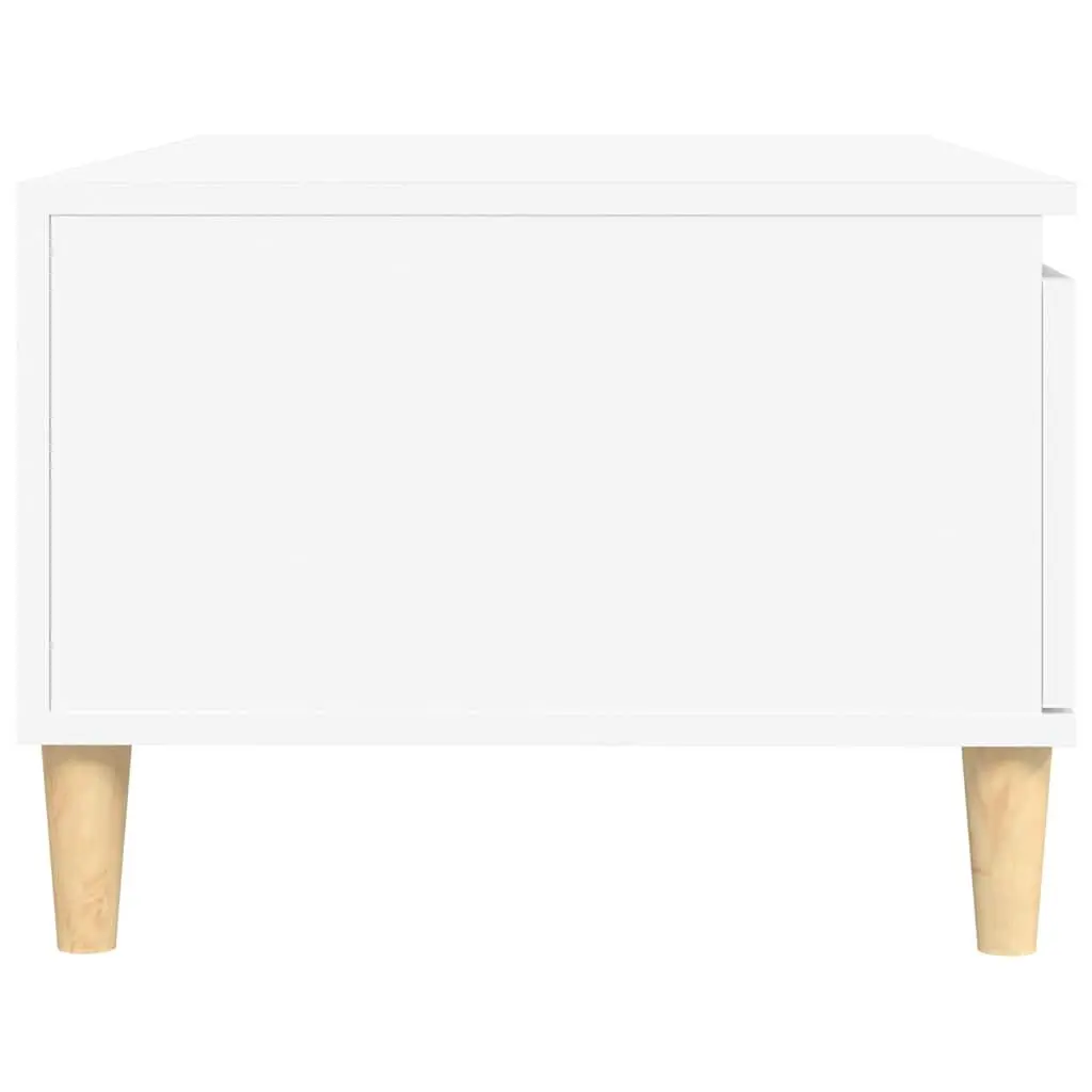 Coffee Table White Scandinavian Style Storage Drawer Open Compartment