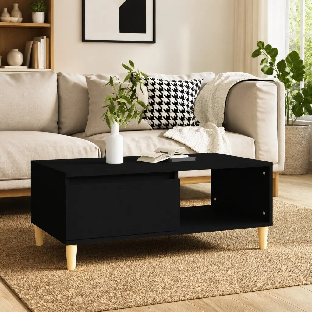 Black Scandinavian Coffee Table with Drawer